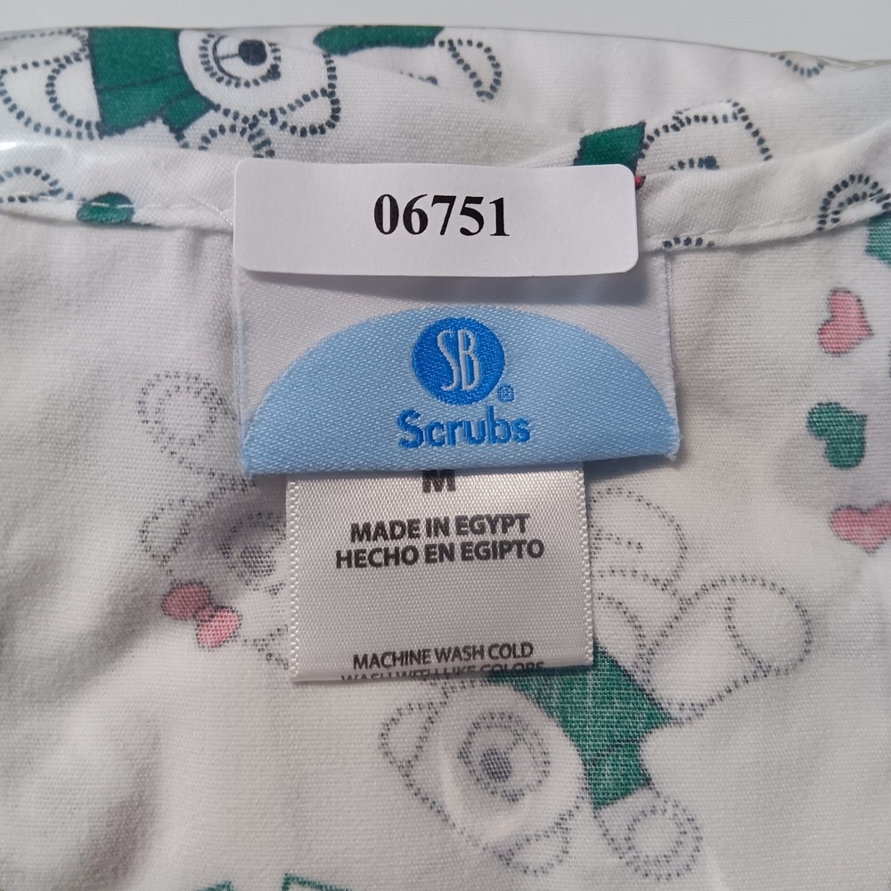 SB Scrubs Womens Medium V-Neck Scrub Top White Teddy Bear Print SZ42300TB - Picture 7 of 7
